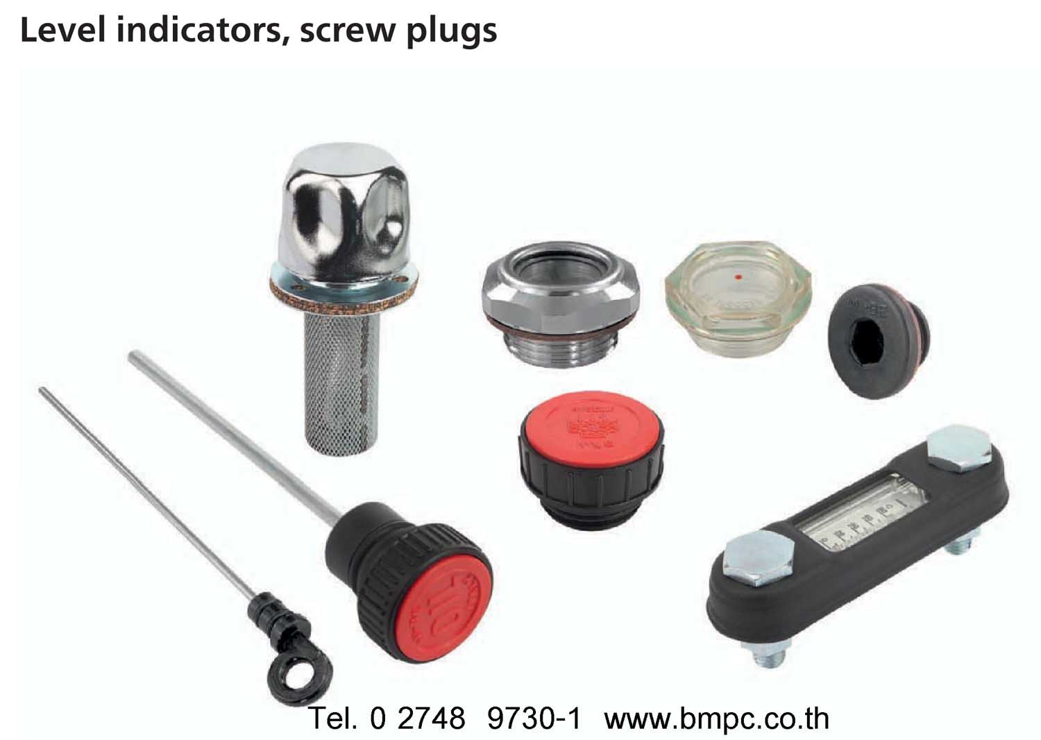 Column level indicator, Oil level gauge, sight glasses, oil plug, Screw plug, Vent screw, Dipstick, Filler neck, Plastic oil plug, Fluted Plugs
